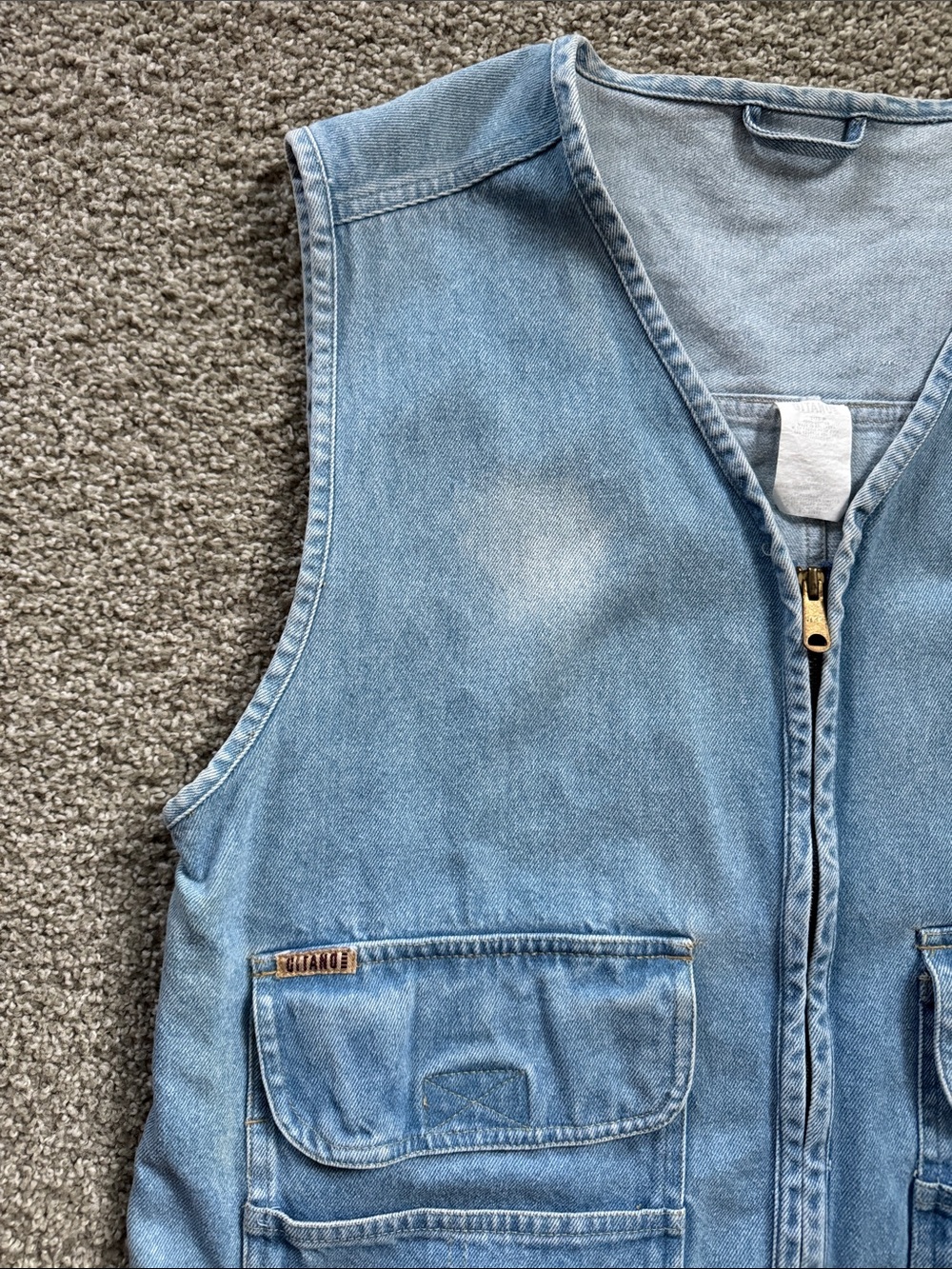 Gitano Vintage Light Wash Denim Utility Vest with Front Pockets - Picture 3 of 7